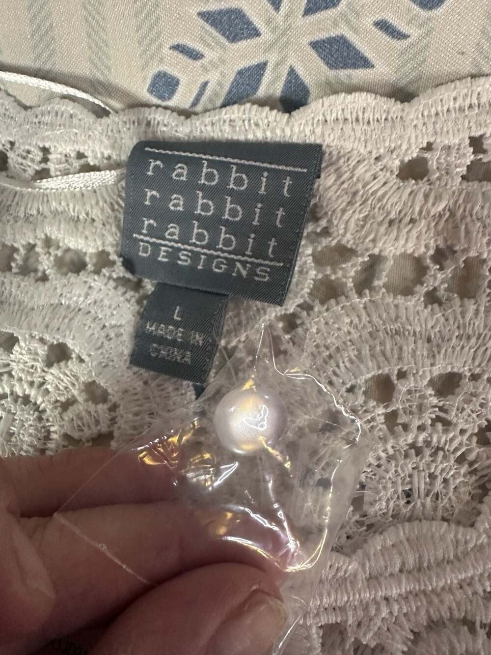 Rabbit Rabbit Rabbit Designs White Geometric Lace Cardigan - Picture 3 of 9